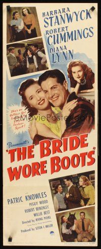 6k233 BRIDE WORE BOOTS insert '46 romantic close up of Barbara Stanwyck & Robert Cummings!