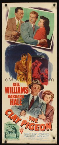6k253 CLAY PIGEON insert '49 Barbara Hale & Bill Williams, Widhoff film noir art!