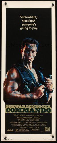 6k258 COMMANDO insert '85 Arnold Schwarzenegger is going to make someone pay!