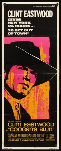 6k259 COOGAN'S BLUFF insert '68 art of Clint Eastwood in New York City, directed by Don Siegel!