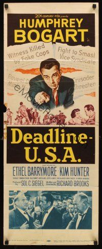 6k282 DEADLINE-U.S.A. insert '52 newspaper editor Humphrey Bogart, best journalism movie ever!