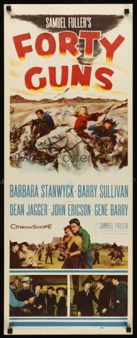 6k334 FORTY GUNS insert '57 Samuel Fuller, art of Barbara Stanwyck & Barry Sullivan on horseback!