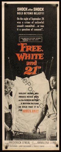 6k335 FREE, WHITE & 21 insert '63 interracial romance, Shock after Shock, bold beyond belief!