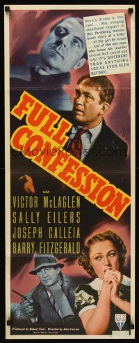 6k338 FULL CONFESSION insert '39 John Farrow directed, Victor McLaglen & pretty Sally Eilers!