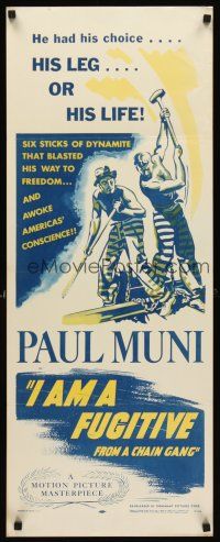 6k393 I AM A FUGITIVE FROM A CHAIN GANG insert R56 cool art of of Paul Muni breaking chain!