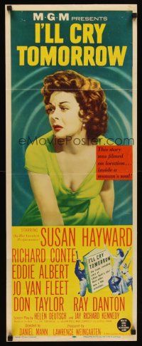 6k400 I'LL CRY TOMORROW insert '55 art of distressed Susan Hayward in her greatest performance!