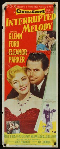 6k420 INTERRUPTED MELODY insert '55 Glenn Ford, Eleanor Parker as opera singer Melody Lawrence!