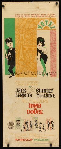 6k424 IRMA LA DOUCE insert '63 Billy Wilder, great art of Shirley MacLaine & Jack Lemmon!