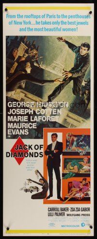 6k432 JACK OF DIAMONDS insert '67 cool art of jewel thief George Hamilton & beautiful women!