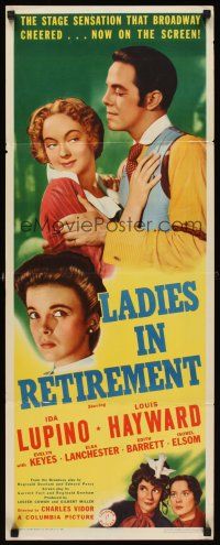 6k459 LADIES IN RETIREMENT insert '41 Ida Lupino, Louis Hayward & Evelyn Keyes!
