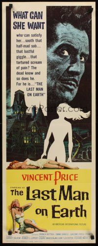 6k470 LAST MAN ON EARTH insert '64 AIP, Vincent Price is among the lifeless, cool Reynold Brown art!