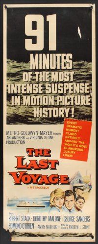 6k474 LAST VOYAGE insert '60 91 minutes of the most intense suspense in motion picture history!