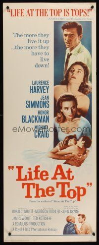 6k482 LIFE AT THE TOP insert '66 art of Laurence Harvey with sexy Jean Simmons & Honor Blackman!