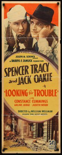 6k500 LOOKING FOR TROUBLE insert '34 Spencer Tracy, Jack Oakie, Constance Cummings, Wellman