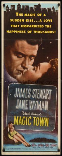6k506 MAGIC TOWN insert '47 romantic close up of pollster James Stewart & pretty Jane Wyman!