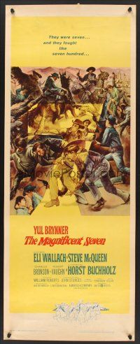 6k507 MAGNIFICENT SEVEN insert '60 Yul Brynner, Steve McQueen, John Sturges' 7 Samurai western!