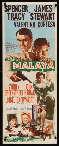 6k511 MALAYA insert '49 James Stewart, Spencer Tracy, art of Valentina Cortesa!
