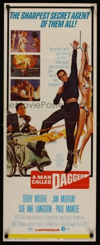 6k514 MAN CALLED DAGGER insert '67 Terry Moore, Paul Mantee, art of guy in wheelchair with guns!