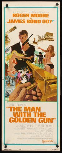 6k521 MAN WITH THE GOLDEN GUN insert '74 art of Roger Moore as James Bond by McGinnis!