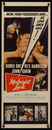 6k532 MIDNIGHT LACE insert '60 Rex Harrison, John Gavin, fear possessed Doris Day as love once had!