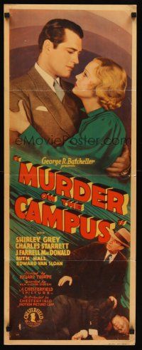 6k546 MURDER ON THE CAMPUS insert '34 Charles Starrett, Shirley Grey murder mystery!