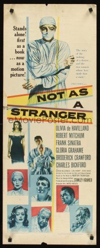 6k563 NOT AS A STRANGER insert '55 doctor Robert Mitchum, Olivia De Havilland, Frank Sinatra