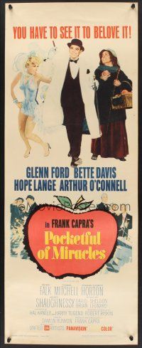 6k591 POCKETFUL OF MIRACLES insert '62 Frank Capra, artwork of Glenn Ford, Bette Davis & more!