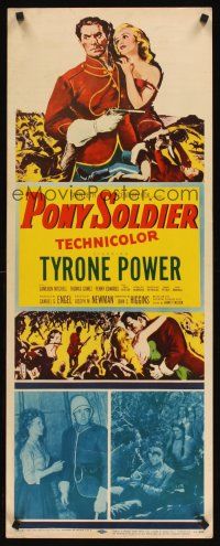 6k592 PONY SOLDIER insert '52 art of Royal Canadian Mountie Tyrone Power w/pretty Penny Edwards!