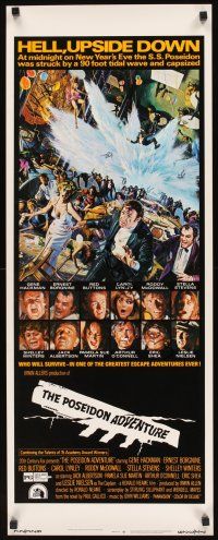 6k595 POSEIDON ADVENTURE insert '72 art of Gene Hackman & Stella Stevens escaping by Mort Kunstler!