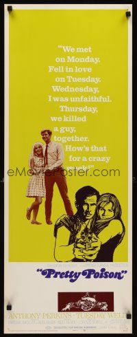 6k600 PRETTY POISON insert '68 cool artwork of Anthony Perkins & psycho Tuesday Weld!