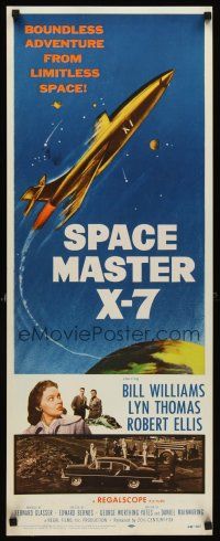 6k670 SPACE MASTER X-7 insert '58 satellite terror strikes the Earth, cool art of rocket ship!