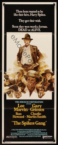 6k672 SPIKES GANG insert '74 directed by Richard Fleischer, cowboys Lee Marvin & Ron Howard!