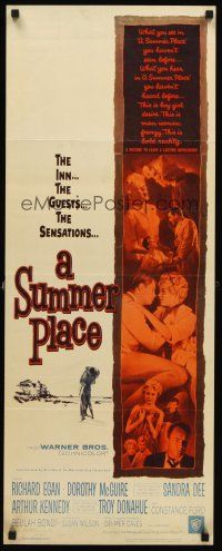 6k695 SUMMER PLACE insert '59 Sandra Dee & Troy Donahue in young lovers classic, image of cast!