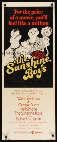6k697 SUNSHINE BOYS insert '75 Al Hirschfeld art of George Burns, Walter Matthau & Lee Meredith!