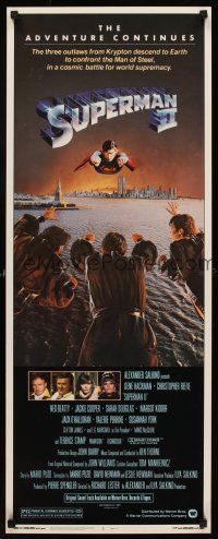 6k698 SUPERMAN II insert '81 Christopher Reeve, Terence Stamp, great artwork over New York City!