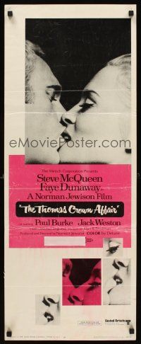 6k714 THOMAS CROWN AFFAIR insert '68 best kiss close up of Steve McQueen & sexy Faye Dunaway!