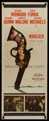 6k767 WARLOCK insert '59 cowboys Henry Fonda & Richard Widmark, cool revolver art!