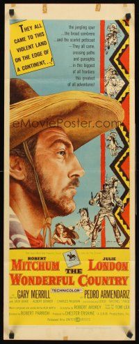6k789 WONDERFUL COUNTRY insert '59 Texan Robert Mitchum in sombrero, cool artwork!