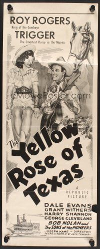 6k793 YELLOW ROSE OF TEXAS insert R54 great artwork of Roy Rogers playing guitar for Dale Evans!