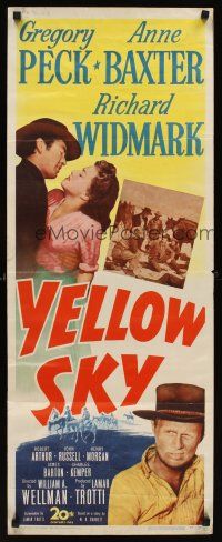 6k794 YELLOW SKY insert '48 romantic Gregory Peck & Anne Baxter, Richard Widmark