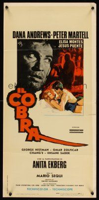 6k023 COBRA Italian locandina '67 Dana Andrews, Peter Martell, sexy Anita Ekberg, cool art!