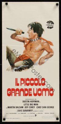 6k060 LITTLE BIG MAN Italian locandina R70s great wacky artwork of Dustin Hoffman, Arthur Penn!