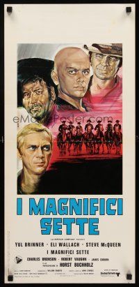 6k063 MAGNIFICENT SEVEN Italian locandina R70 Yul Brynner, Steve McQueen, John Sturges western!