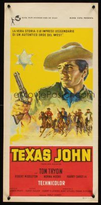 6k102 TEXAS JOHN SLAUGHTER Italian locandina '61 De Amicis artwork of cowboy Tom Tryon!