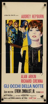 6k114 WAIT UNTIL DARK Italian locandina '68 different art of blind Audrey Hepburn & cast!
