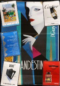 6m036 LOT OF 6 UNFOLDED FRENCH ADVERTISING ONE-PANELS '90s merchandise & events, cool art!