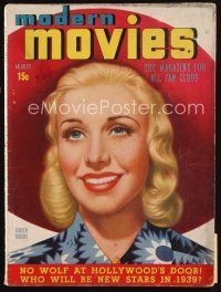 6m102 MODERN MOVIES magazine August 1938 artwork portrait of pretty smiling Ginger Rogers!