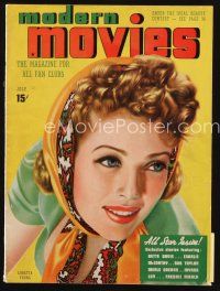 6m101 MODERN MOVIES magazine July 1938 wonderful artwork of pretty Loretta Young!
