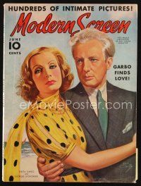 6m126 MODERN SCREEN magazine June 1938 art of Greta Garbo & Leopold Stokowski by Earl Christy!