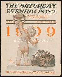 6m171 SATURDAY EVENING POST magazine January 2, 1909 cute naked baby art by J.C. Leyendecker!